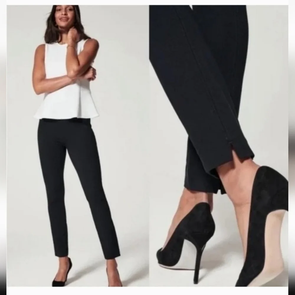 Spanx The Perfect Ankle Pant Skinny Leg Back Seam size S Ponte Knit Navy